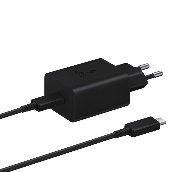 Samsung Adattatore di alimentazione originale con cavo USB-C - Caricatore - Connessione USB-C - Ricarica rapida - 45 Watt - 1,8 metri - Nero
