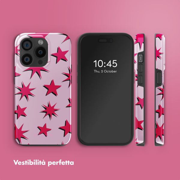 Selencia Cover posteriore Vivid con MagSafe Apple iPhone 15 Pro - Stars Rubine Red Light Pink