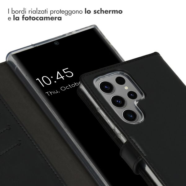 Selencia Cover a libro in vera pelle Samsung Galaxy S24 Ultra - Nero