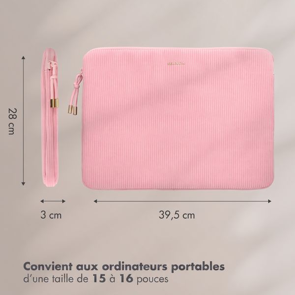 Selencia Cover per laptop in velluto a coste 15-16 pollici - Sleeve per laptop - Soft Blush