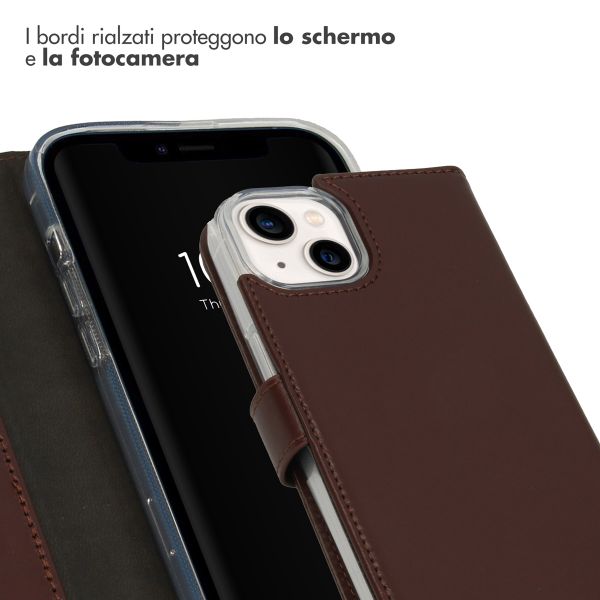 Selencia Cover a libro in vera pelle Apple iPhone 14 - Marrone