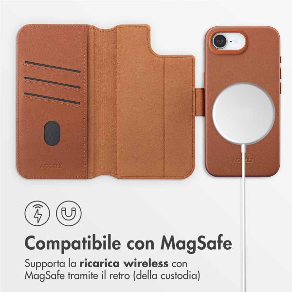 Accezz Cover in pelle 2 in 1 con MagSafe Apple iPhone 17e / 16e - Sienna Brown