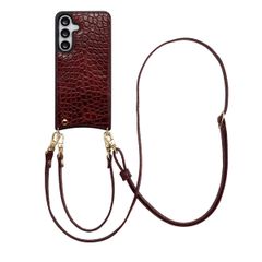 Selencia Cover per telefono Nova Croco con cordino e portacarte Samsung Galaxy S25 FE - Burgundy