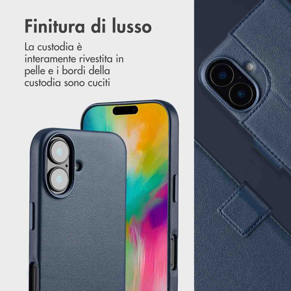 Accezz Cover in pelle 2 in 1 con MagSafe Apple iPhone 16 - Nightfall Blue