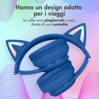 imoshion Cuffie wireless per bambini LED Light Cat Ear - Limitatore di decibel - Con cavo AUX - Cobalt Blue