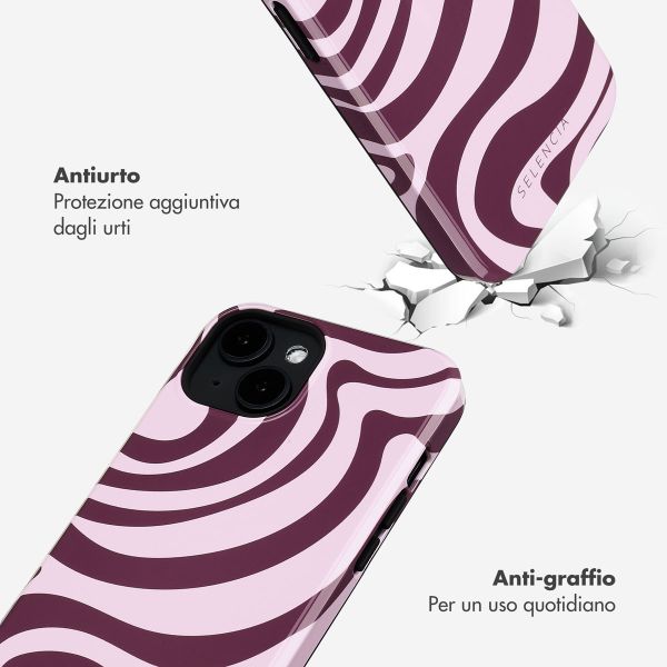 Selencia Cover posteriore Vivid con MagSafe Apple iPhone 14 - Wavy Swirl Pink Plum