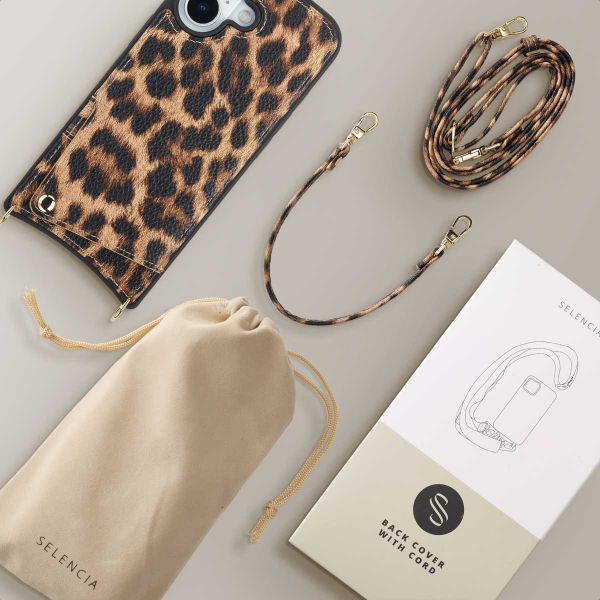 Selencia Cover per telefono Nova con cordino e portacarte Apple iPhone 17 - Leopard