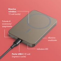 Selencia Vivid Powerbank 5.000 mAh - MagSafe e Qi - Desert Gold / Rosy Marble
