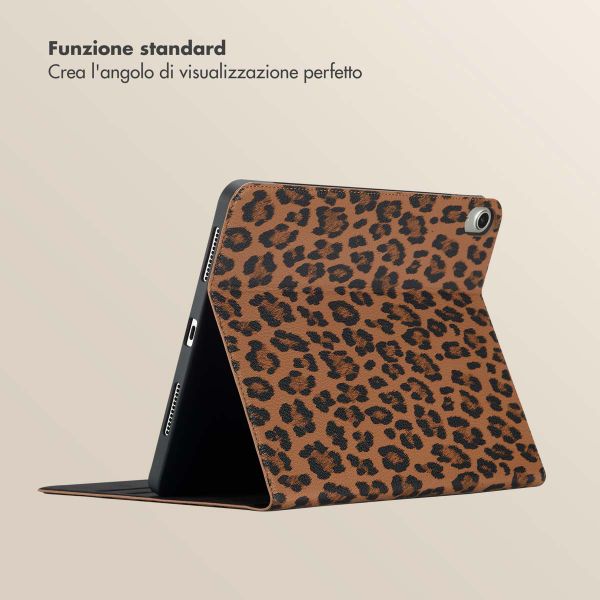 Selencia Libreria Sabi con stampa leopardata Apple iPad Air 11 pollici (2026) M4 / (2025) M3 / (2024) M2 / Air 5 (2022) / Air 4 (2020) - Mocha Brown