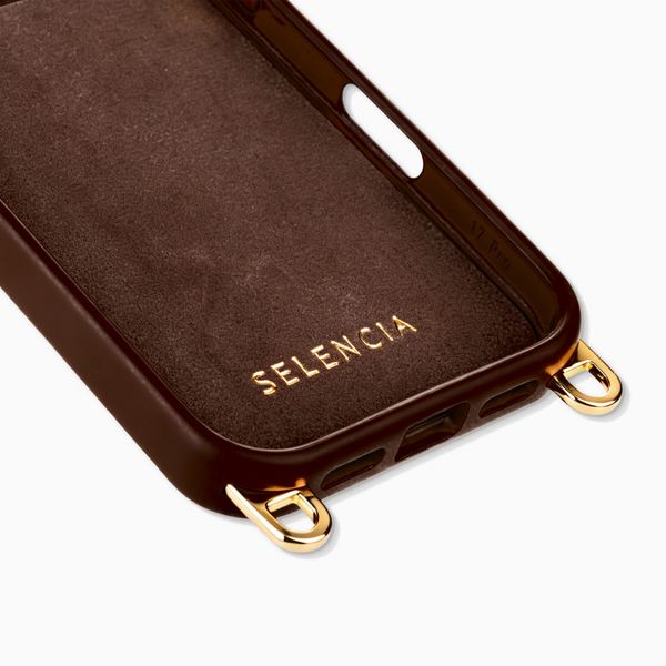 Selencia Cover posteriore Rivièra con MagSafe con ganci rimovibili Apple iPhone 17 Pro - Choco Brown