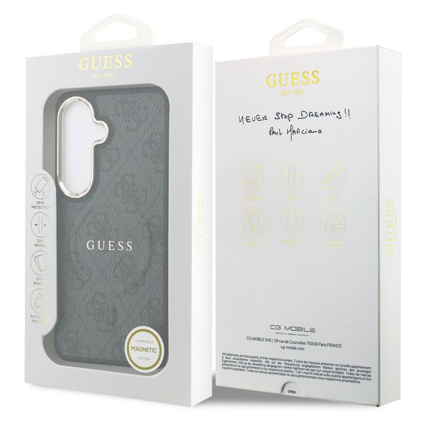 Guess Cover Posteriore 4G Leather con MagSafe Samsung Galaxy S26 - Gold Edge - Black