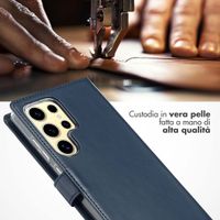 Selencia Cover a libro in vera pelle Samsung Galaxy S25 Ultra - Blu
