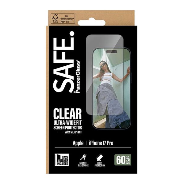 SAFE by PanzerGlass Ultra-Wide Fit Protezione Schermo con EasyAligner Apple iPhone 17 Pro