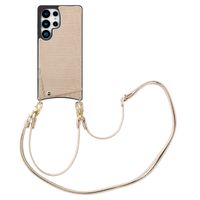 Selencia Cover per telefono Nova Croco con cordino e portacarte Samsung Galaxy S25 Ultra - Beige