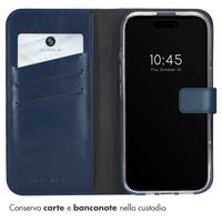 Selencia Cover a libro in vera pelle Apple iPhone 16 - Blu
