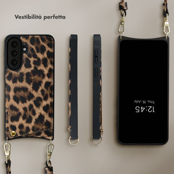 Selencia Cover per telefono Nova con cordino e portacarte Samsung Galaxy A57 (5G) - Leopard