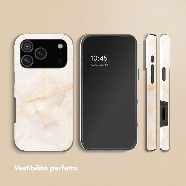 Selencia Cover Posteriore Vivid Apple iPhone 18 Pro - Golden Beige Marble