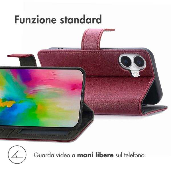 imoshion Cover a libro di Lusso Apple iPhone 16 - Bordeaux