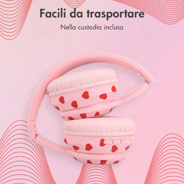 imoshion Cuffie wireless per bambini con LED Light - Limitatore di decibel - Con cavo AUX - Cuoricini