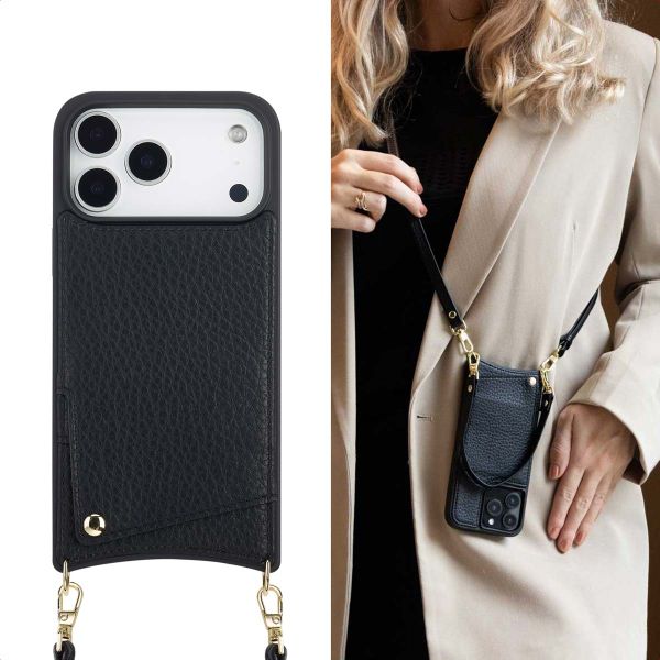 Selencia Cover per telefono Nova con cordino e portacarte Apple iPhone 17 Pro Max - Nero