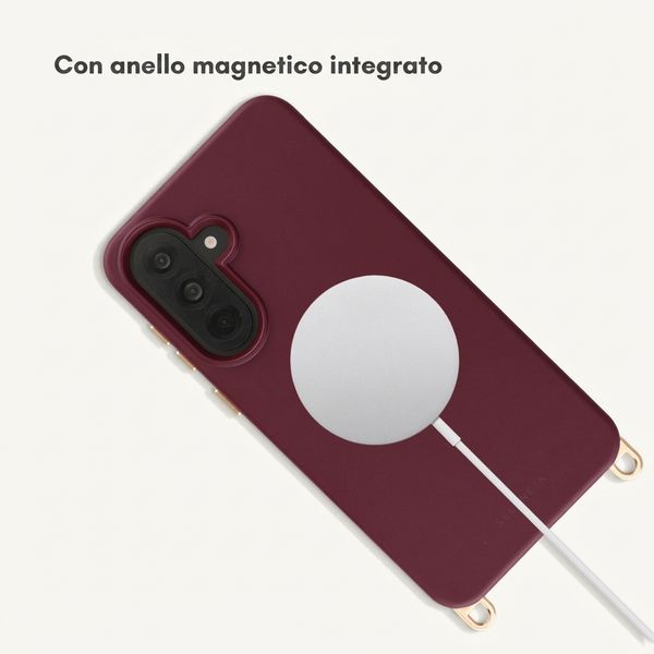Selencia Cover posteriore Rivièra con MagSafe con ganci rimovibili Samsung Galaxy A37 (5G) - Bold Burgundy