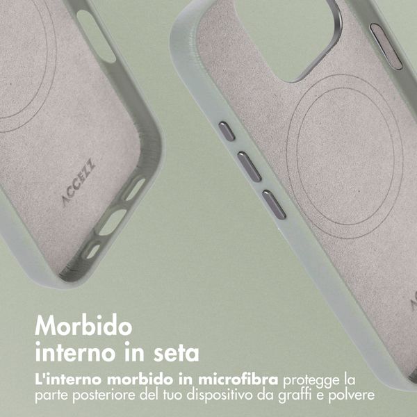 Accezz Cover in Pelle con MagSafe Apple iPhone 14 Pro - Light Grey