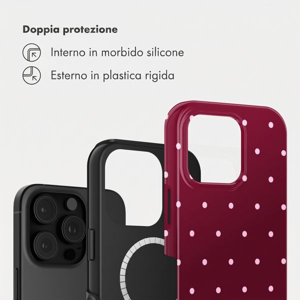 Selencia Vivid Backcover met MagSafe Apple iPhone 16 Pro Max - Happy Dots Burgundy