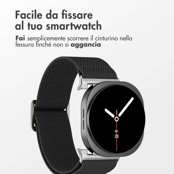 imoshion Cinturino in nylon elastico Samsung Galaxy Watch 9 (40/44mm) / Watch 8 (40/44mm) / Classic (46mm) - Nero