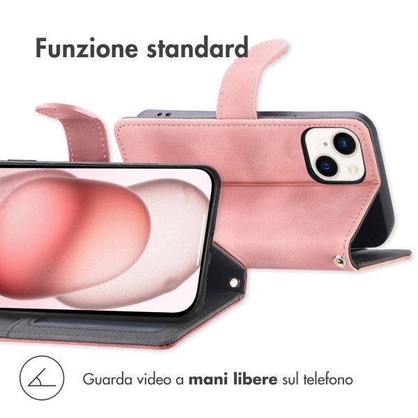 imoshion Cover a libro con Cordino Apple iPhone 15 - Rosa