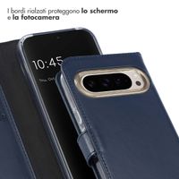 Selencia Cover a libro in vera pelle Google Pixel 9 / 9 Pro - Blu