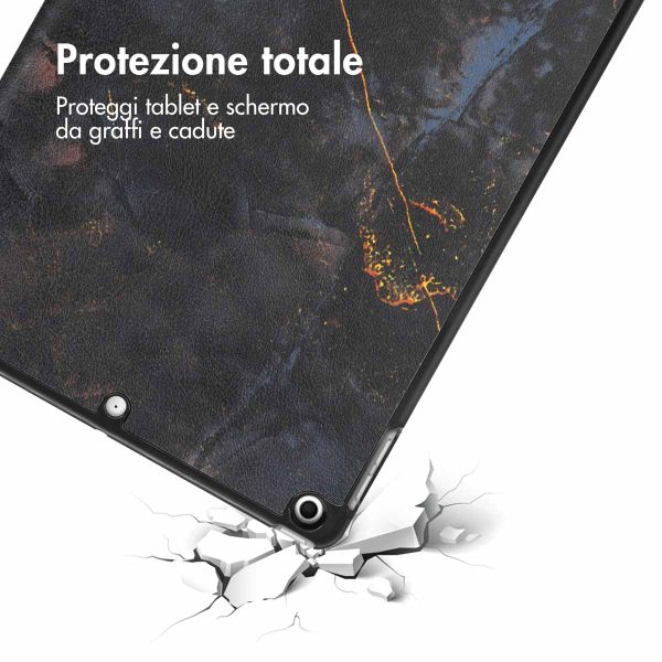 imoshion Cover Trifold Design Apple iPad 9 (2021) 10.2 pollici / iPad 8 (2020) 10.2 pollici / iPad 7 (2019) 10.2 pollici - Black Marble
