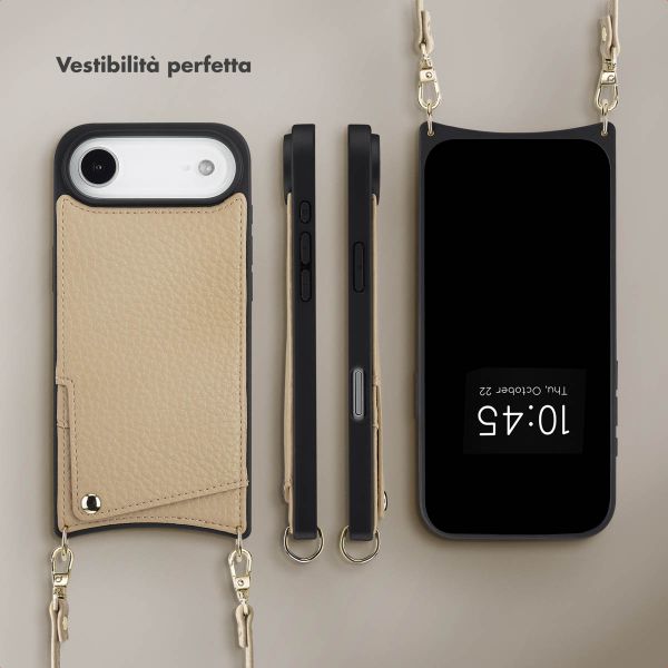 Selencia Cover per telefono Nova con cordino e portacarte Apple iPhone Air - Beige