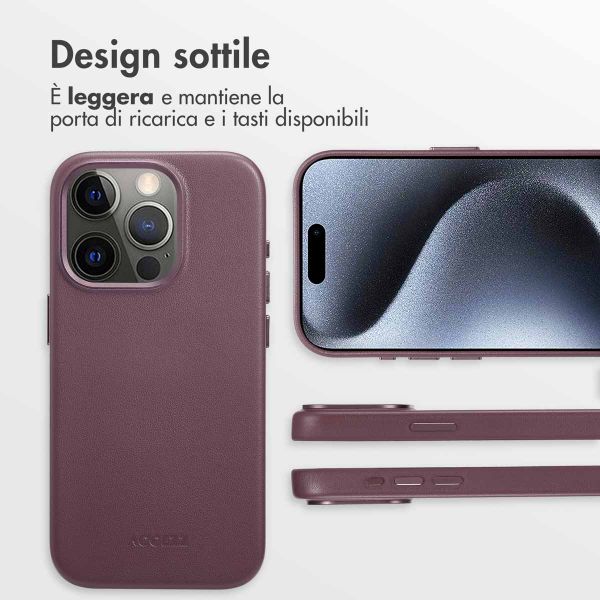 Accezz Cover in Pelle con MagSafe Apple iPhone 15 Pro - Heath Purple