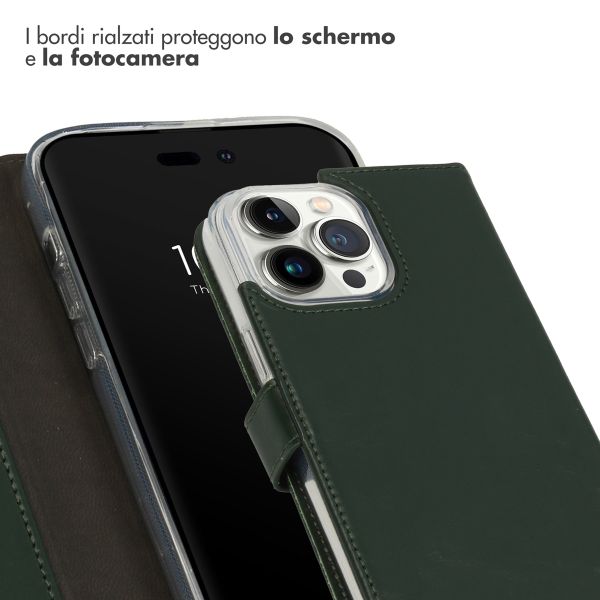 Selencia Cover a libro in vera pelle Apple iPhone 14 Pro Max - Verde