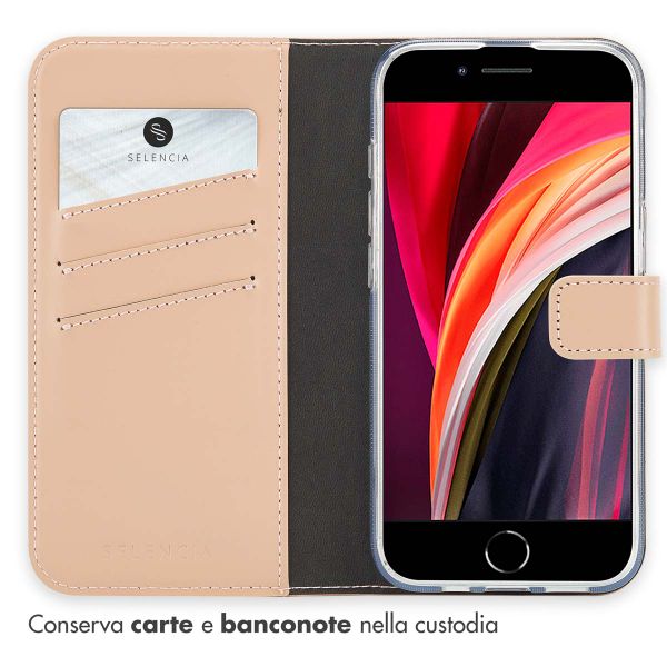 Selencia Cover a libro in vera pelle Apple iPhone 17e / 16e - Dusty Pink