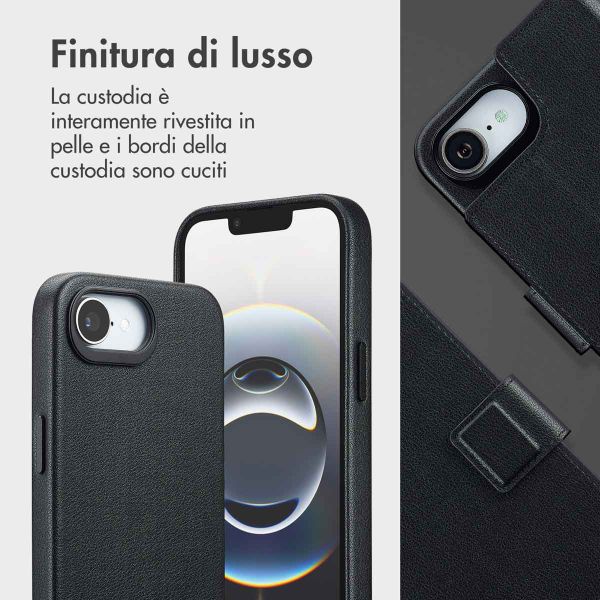 Accezz Cover in pelle 2 in 1 con MagSafe Apple iPhone 17e / 16e - Onyx Black