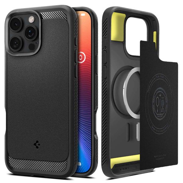 Spigen Cover Rugged Armor con MagSafe Apple iPhone 16 Pro - Matte Black