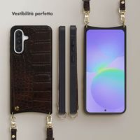 Selencia Cover per telefono Nova Croco con cordino e portacarte Samsung Galaxy A36 - Choco Brown