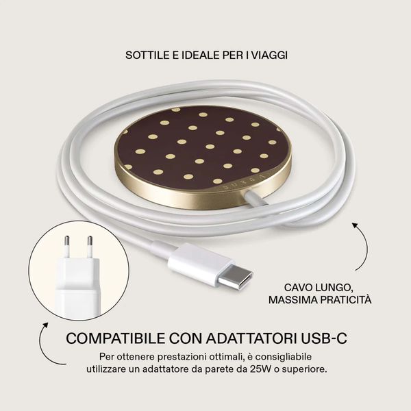 Burga Caricabatterie magnetico wireless - MagSafe e Qi2 - Sorry Busy / Gold