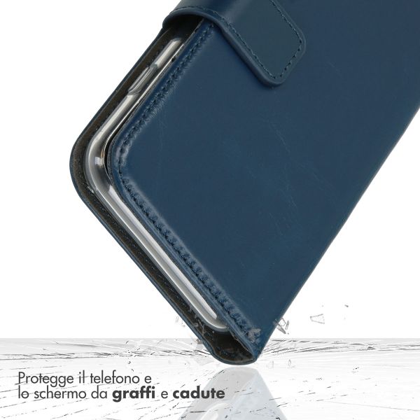 Selencia Cover a libro in vera pelle Samsung Galaxy S24 Plus - Blu scuro