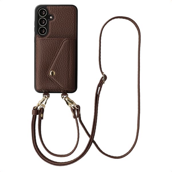 Selencia Cover per telefono Sera con cordino e portacarte a busta Samsung Galaxy S25 FE - Chocolate Brown