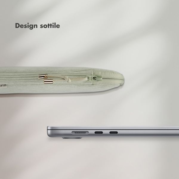 Selencia Cover per laptop in velluto a coste 15-16 pollici - Sleeve per laptop - Pistache Cream