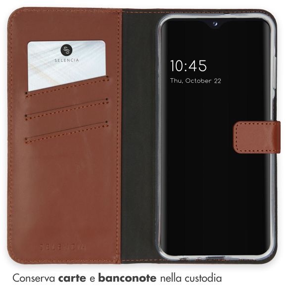 Selencia Cover a libro in vera pelle Samsung Galaxy A25 (5G) - Marrone chiaro