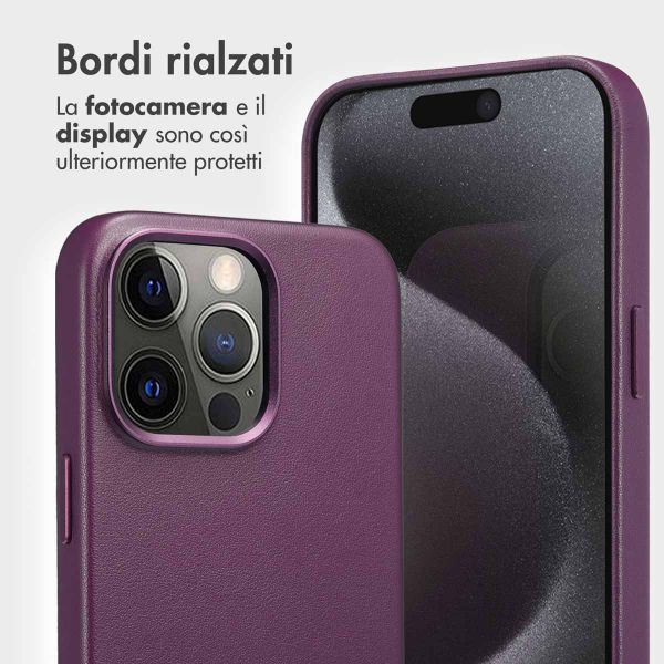 Accezz Cover in pelle 2 in 1 con MagSafe Apple iPhone 15 Pro Max - Heath Purple