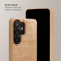 Selencia Cover per telefono Nova Croco con cordino e portacarte Samsung Galaxy S26 Ultra - Toasted Almond