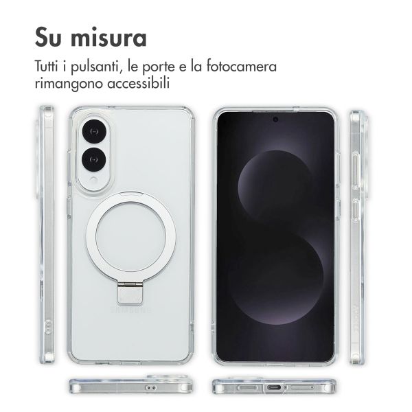 Accezz Cover con anello e supporto con MagSafe Samsung Galaxy S25 Edge - Trasparente