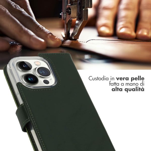 Selencia Cover a libro in vera pelle Apple iPhone 14 Pro - Verde