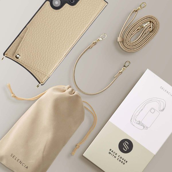 Selencia Cover per telefono Nova con cordino e portacarte Samsung Galaxy S24 Ultra - Beige