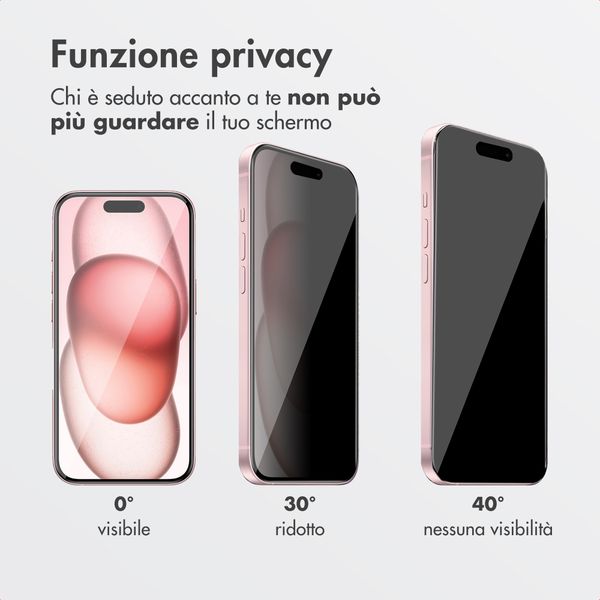 Accezz Vetro temperato privacy + Applicatore Apple iPhone 16 / 15