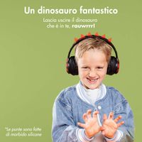 imoshion Cuffie wireless per bambini Dino LED Light - Limitatore di decibel - Con cavo AUX - Black / Red